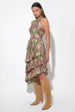 CHRISELLE HIGH NECK TIERED FLORAL MIDI DRESS - Image 3