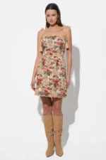 CINDY TAPESTRY MINI SCALLOPED DRESS