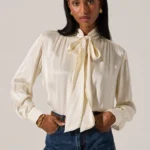 Mabry Satin Bow Tie Top