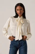Mabry Satin Bow Tie Top