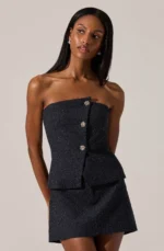 Moina Asymmetrical Strapless Tweed Set - Image 3
