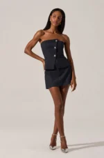 Moina Asymmetrical Strapless Tweed Set