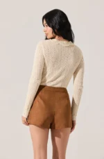 Ottilie Pointelle Crochet Collar Cardigan - Image 3