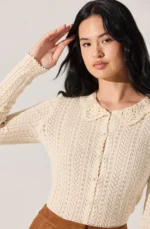 Ottilie Pointelle Crochet Collar Cardigan - Image 2