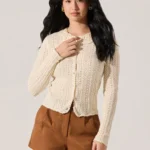 Ottilie Pointelle Crochet Collar Cardigan