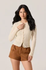 Ottilie Pointelle Crochet Collar Cardigan