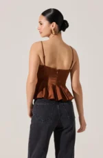 Paislee Satin Pleated Peplum Top - Image 2