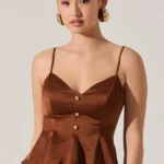 Paislee Satin Pleated Peplum Top