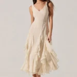 Philomene V-Neck Ruffle Trim Dress