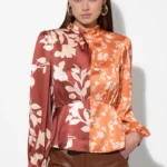 RUIZA TWO TONED MOCK NECK BLOUSE