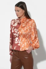 RUIZA TWO TONED MOCK NECK BLOUSE - Image 3