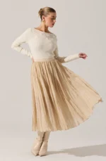 Salome Pleated Flare Midi Skirt - Image 3