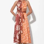 SANDI TWO TONED HALTER MIDI DRESS