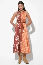 SANDI TWO TONED HALTER MIDI DRESS