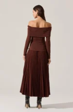 Tanaia Pleated Mixed Media Dress - Image 2