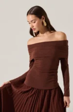 Tanaia Pleated Mixed Media Dress - Image 3