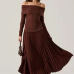 Tanaia Pleated Mixed Media Dress