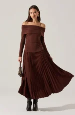 Tanaia Pleated Mixed Media Dress
