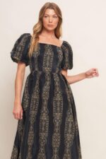 Janet Puff Sleeve Square neck Long Dress - Image 2