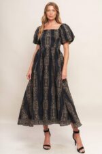Janet Puff Sleeve Square neck Long Dress - Image 3