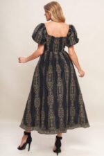 Janet Puff Sleeve Square neck Long Dress - Image 4