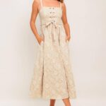 Emma 3D Flower Pattern Midi Dress