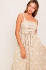 Emma 3D Flower Pattern Midi Dress - Image 4