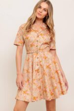 Willow Short Sleeve Button Down Belt Dress