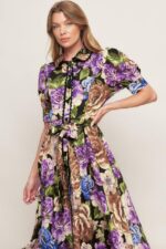 Hellen Floral Print Button Down Collar Dress - Image 2