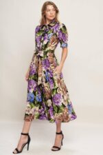 Hellen Floral Print Button Down Collar Dress - Image 3