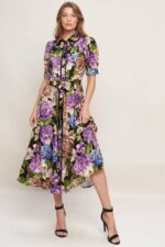 Hellen Floral Print Button Down Collar Dress - Image 4