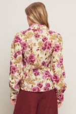 Rose Print Button Up Shirt - Image 3