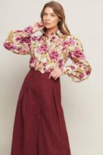 Rose Print Button Up Shirt - Image 4