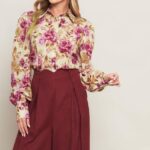 Rose Print Button Up Shirt