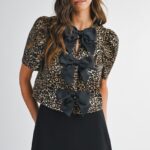 Michelle Leopard Print Bow Detail Top