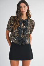 Michelle Leopard Print Bow Detail Top