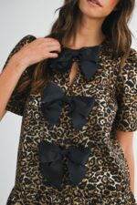 Natasha Leopard Print Bow Detail Dress - Image 2