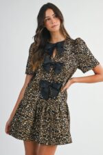 Natasha Leopard Print Bow Detail Dress