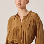 Ashton Pleated Ruffle Trim Top