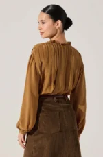 Ashton Pleated Ruffle Trim Top - Image 2