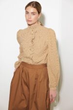 Skylar Checkered Print Ruffle Front Shirt