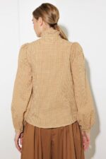 Skylar Checkered Print Ruffle Front Shirt - Image 2