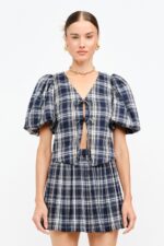 Kayla Puff Sleeve Tie Front Top