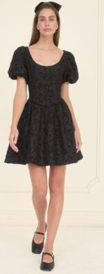 Mia Fit And Flare Embroidery Cap Sleeve Dress