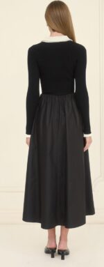 Hazel Long Sleeve Embellished Collar Midi Dress - Image 3