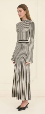 Emma Long Sleeve Strip Dress - Image 2
