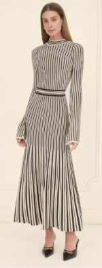 Emma Long Sleeve Strip Dress