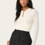 Yasmine Mesh Ruched Top