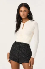 Yasmine Mesh Ruched Top