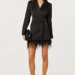 Breonna Feather Trim Blazer Dress